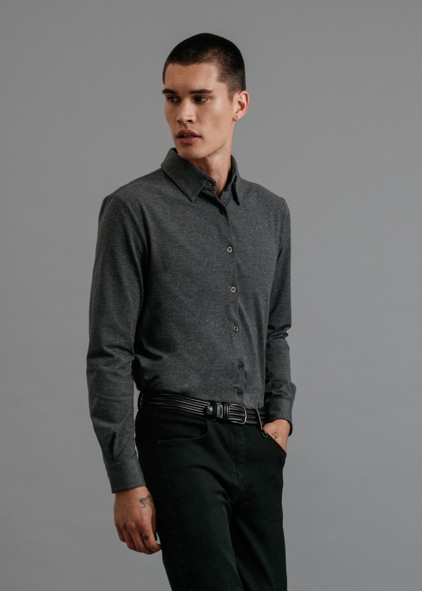 Knit cotton shop oxford shirt